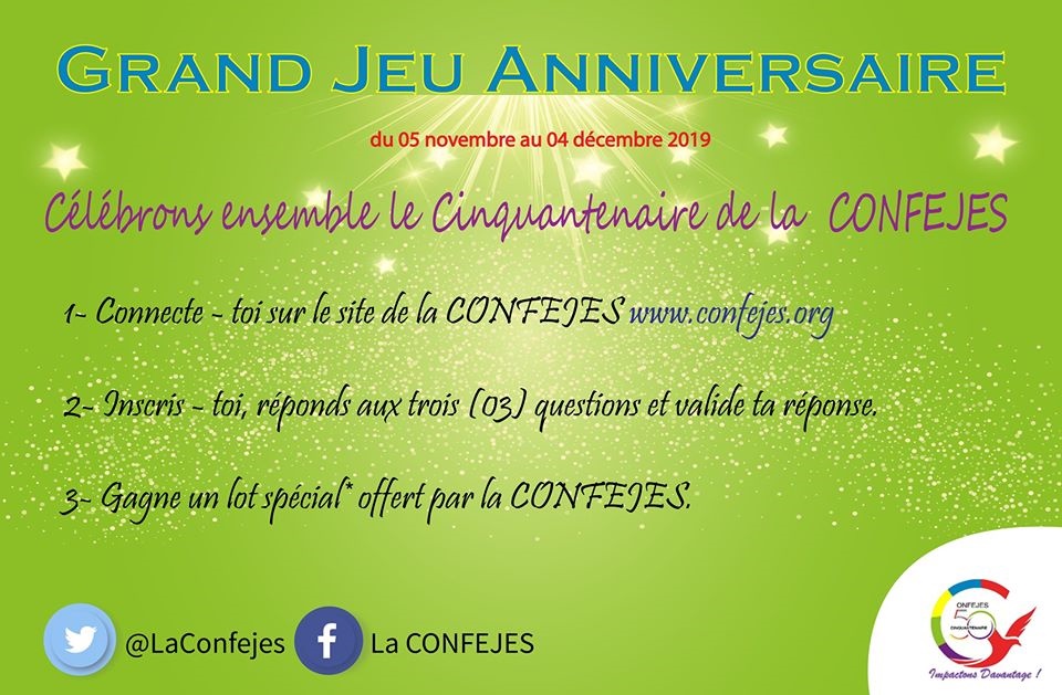 Concours Grand Jeu Anniversaire de la CONFEJES Image 1